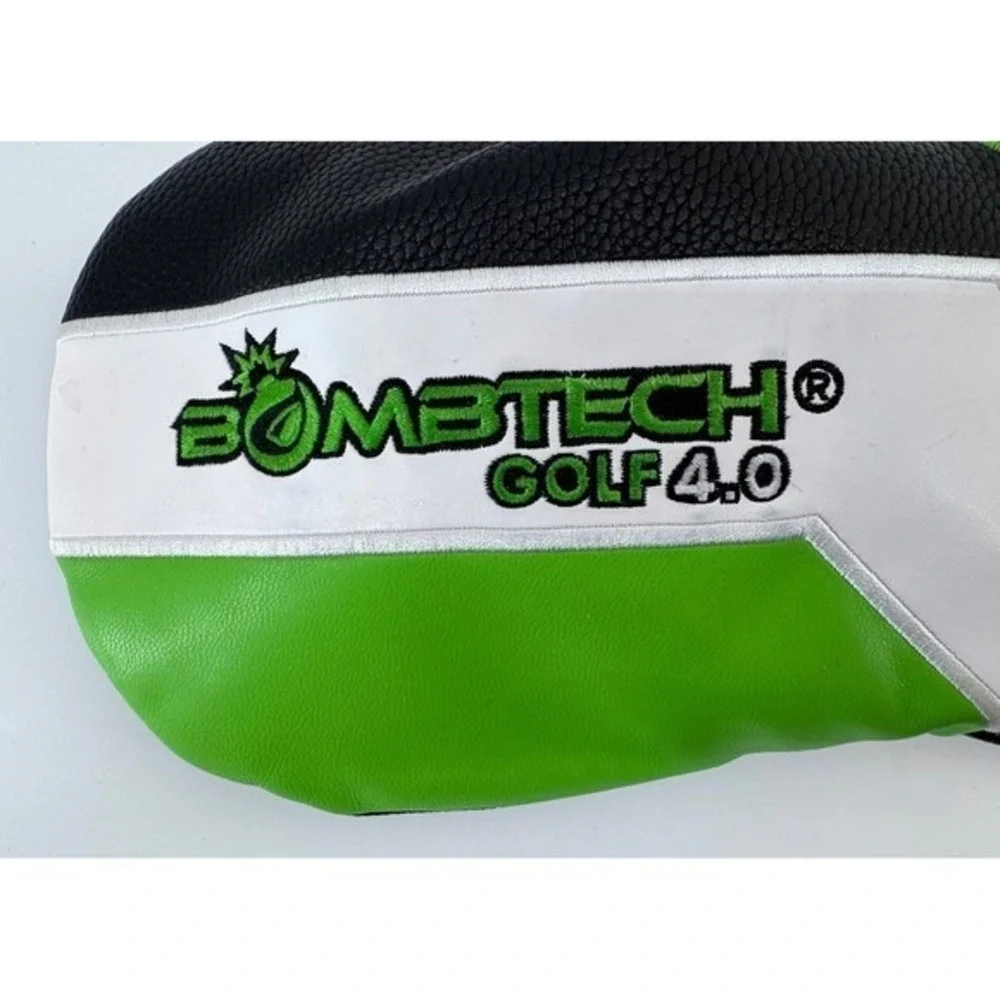 BombTech Golf 4.0 Driver Headcover Black Green White Faux Leather EUC